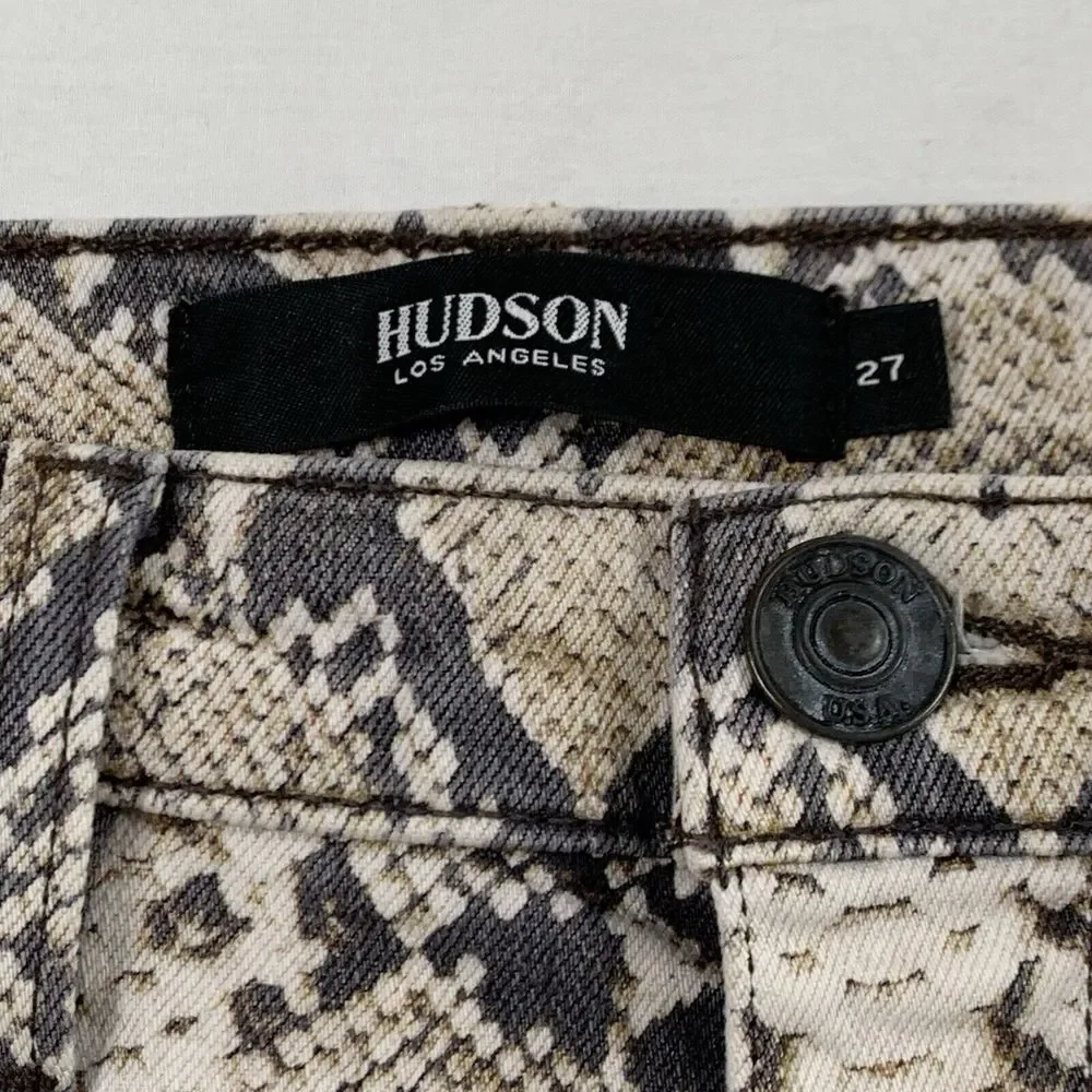Hudson Barbara Super Skinny Snake Python‎ Print  Jeans Size 27 Stretch High Rise